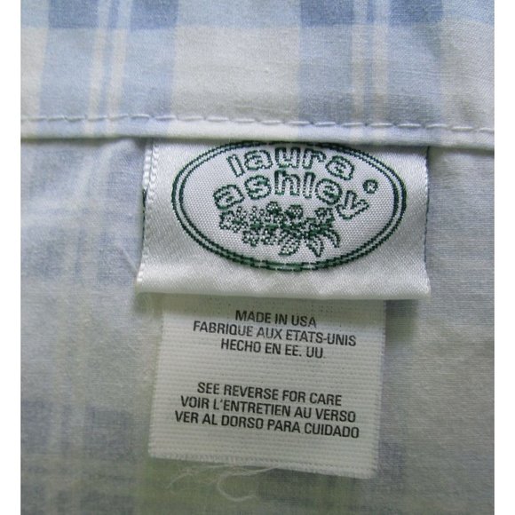 Laura Ashely Hampton Quartet Light Blue Plaid Twin Top Sheet Vintage Country EUC - Picture 5 of 14
